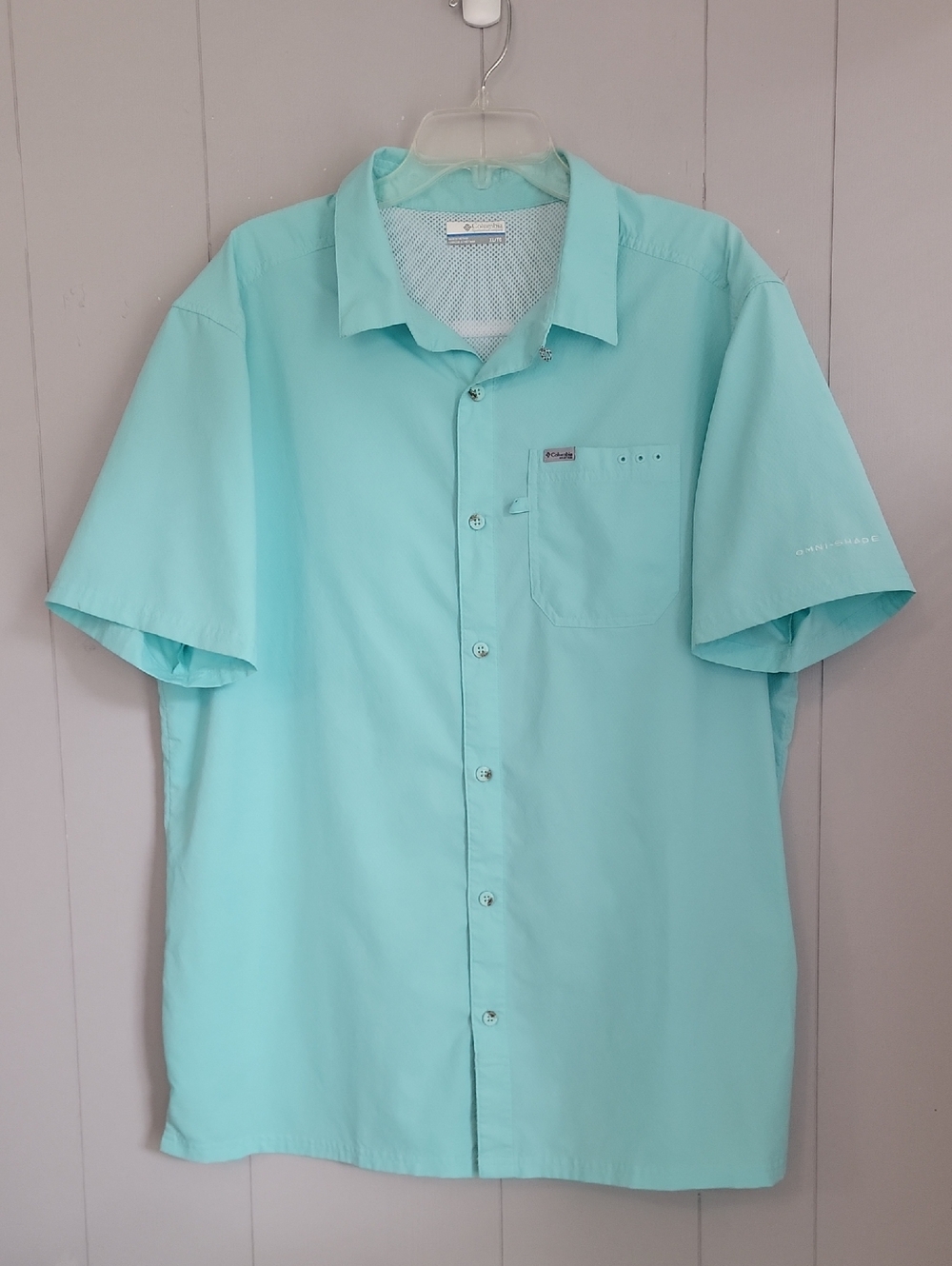 Columbia PFG Omni Shade Men's Shirt XL Blue Short Sleeve Button Down